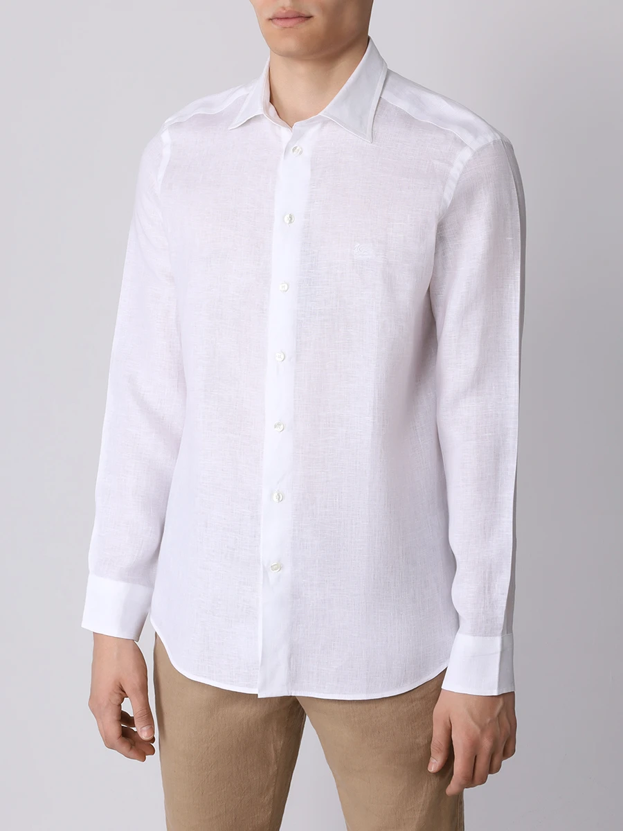 Рубашка Slim Fit льняная ETRO MRIB0002 99TU3E0 W0800, размер 56, цвет белый - фото 4