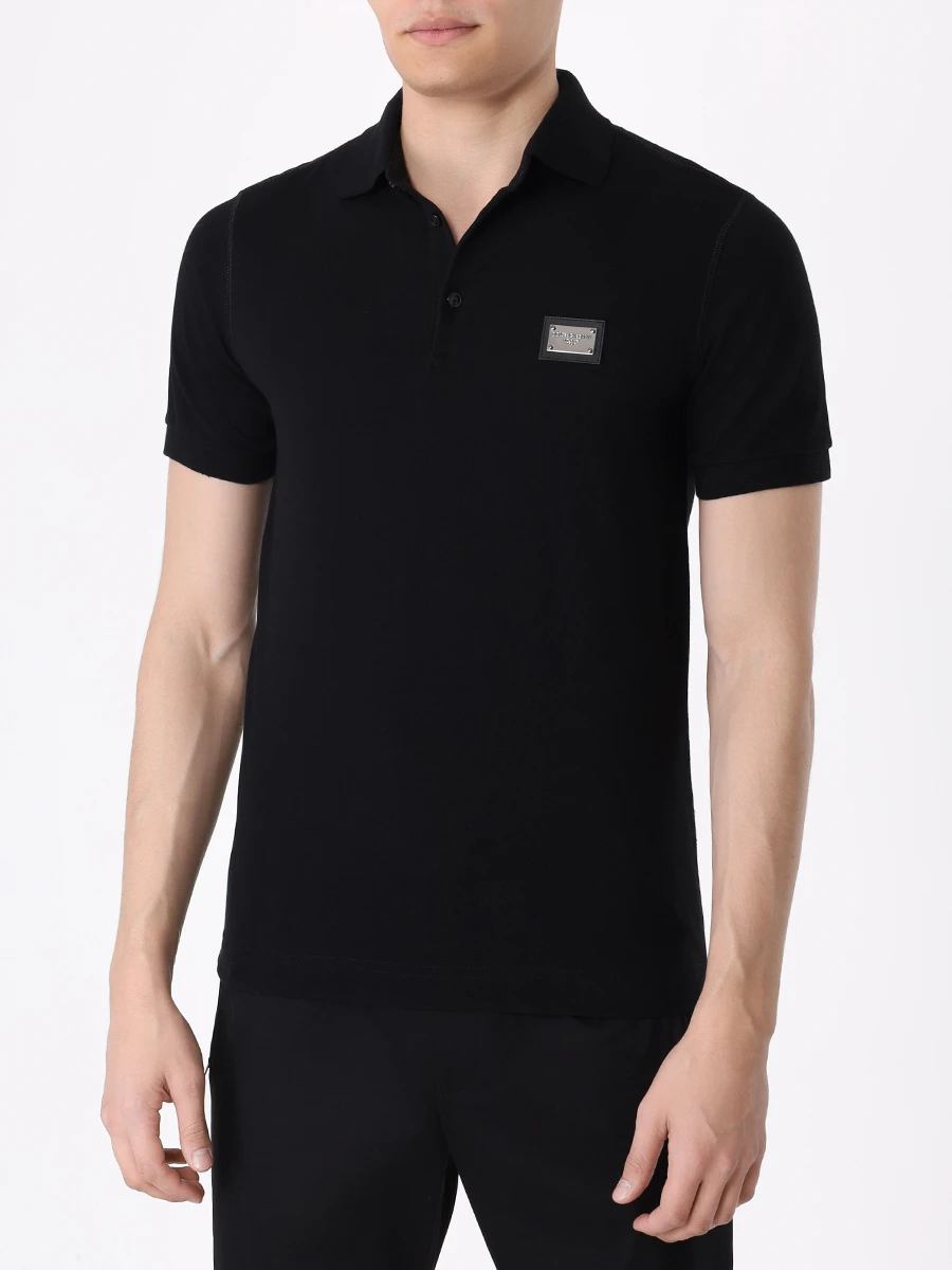 Поло хлопковое DOLCE & GABBANA G8PL4T G7F2H N0000 Черный  Фото 4