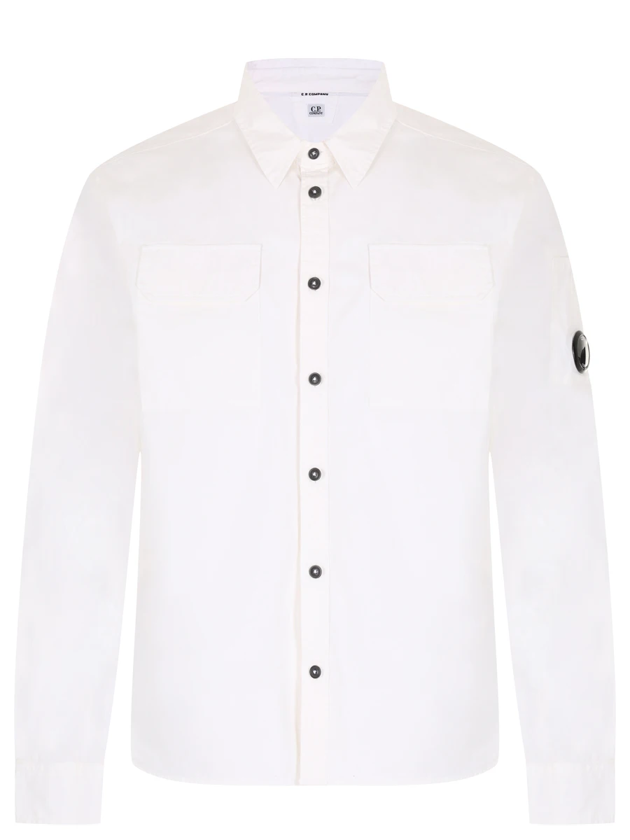 Рубашка хлопковая CP COMPANY 16CMSH157A-002824G/103, размер 48, цвет белый 16CMSH157A-002824G/103 - фото 1