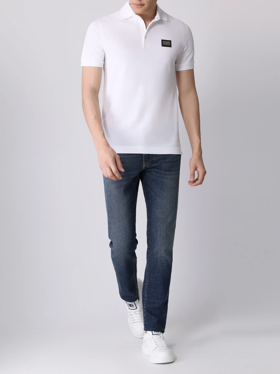 Поло хлопковое DOLCE & GABBANA G8PL4T G7F2H W0800 Белый  Фото 2