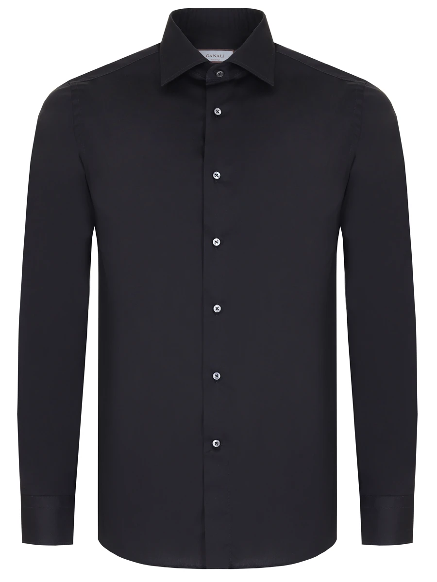 Рубашка Slim Fit хлопковая CANALI GD02832/101/X18, размер 50, цвет черный GD02832/101/X18 - фото 1