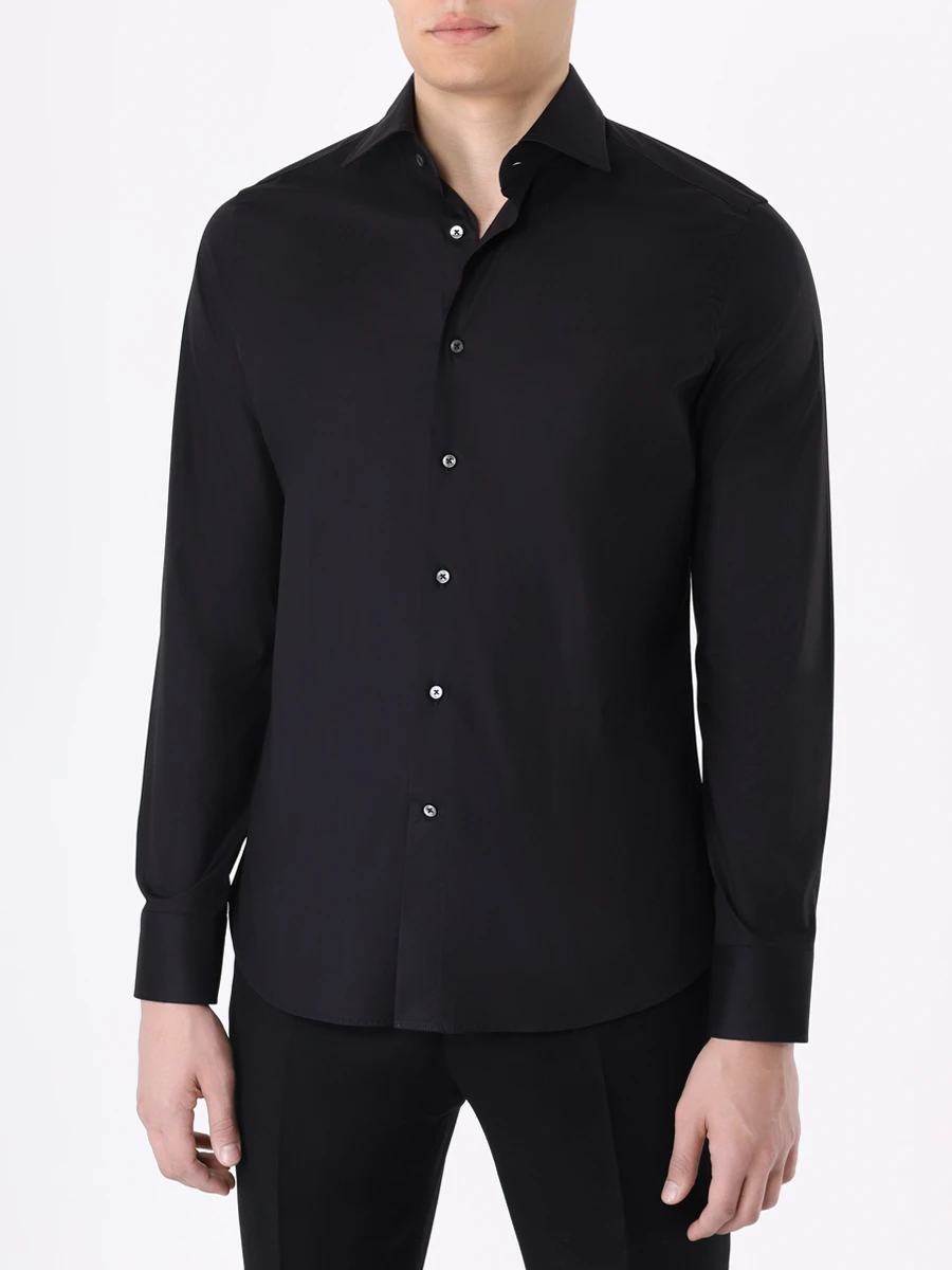 Рубашка Slim Fit хлопковая CANALI GD02832/101/X18, размер 50, цвет черный GD02832/101/X18 - фото 4