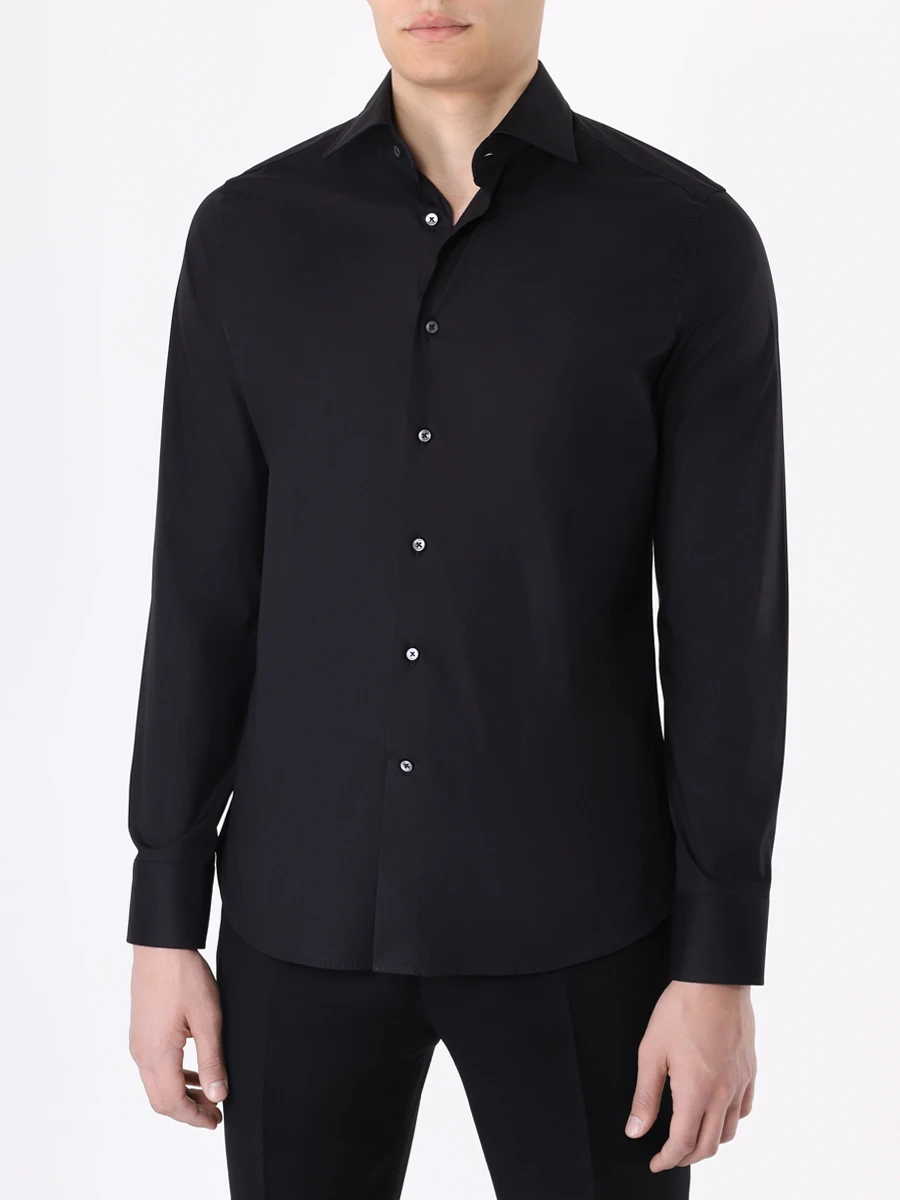 Рубашка Slim Fit хлопковая CANALI GD02832/101/X18 Черный  Фото 4