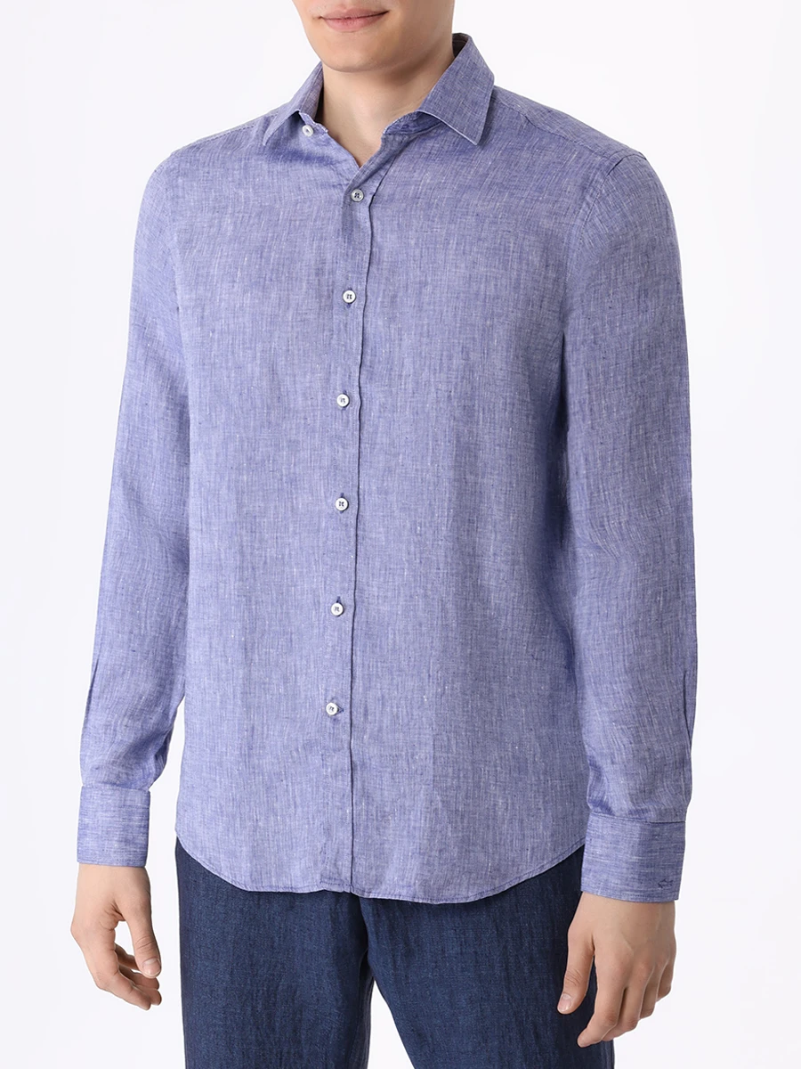 Рубашка Regular Fit льняная PAUL & SHARK 24413098CF/013, размер 54, цвет фиолетовый 24413098CF/013 - фото 4