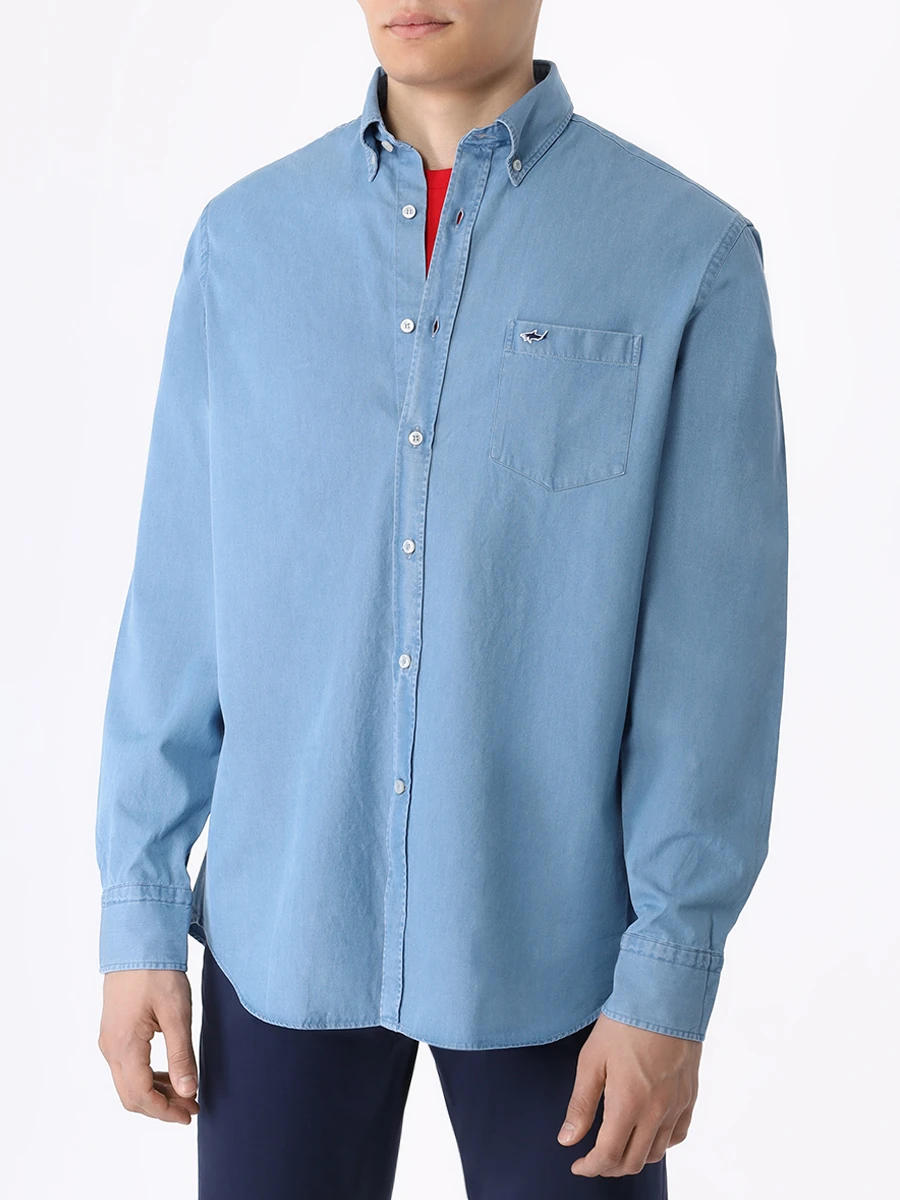 Рубашка Regular Fit хлопковая PAUL & SHARK C0P3002/014, размер 54, цвет голубой C0P3002/014 - фото 4