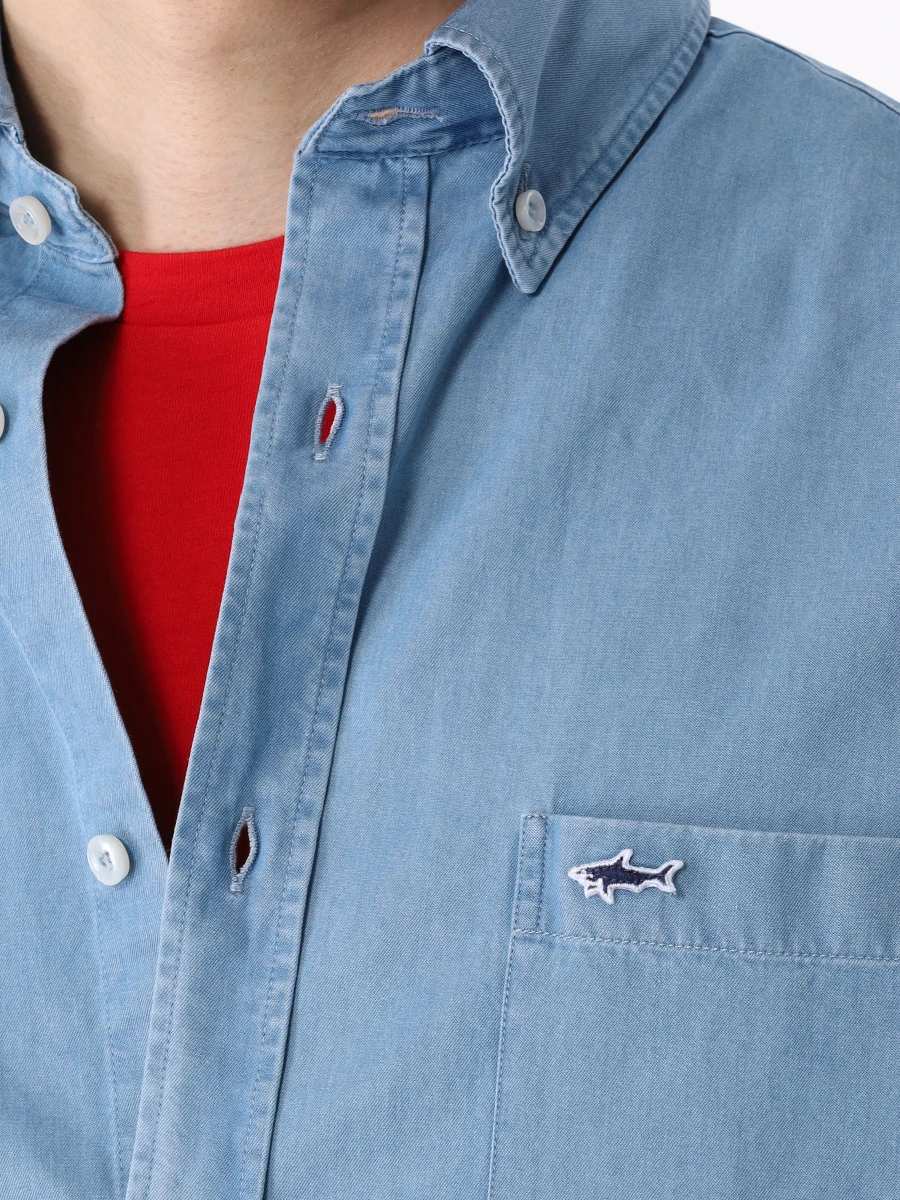 Рубашка Regular Fit хлопковая PAUL & SHARK C0P3002/014, размер 54, цвет голубой C0P3002/014 - фото 5