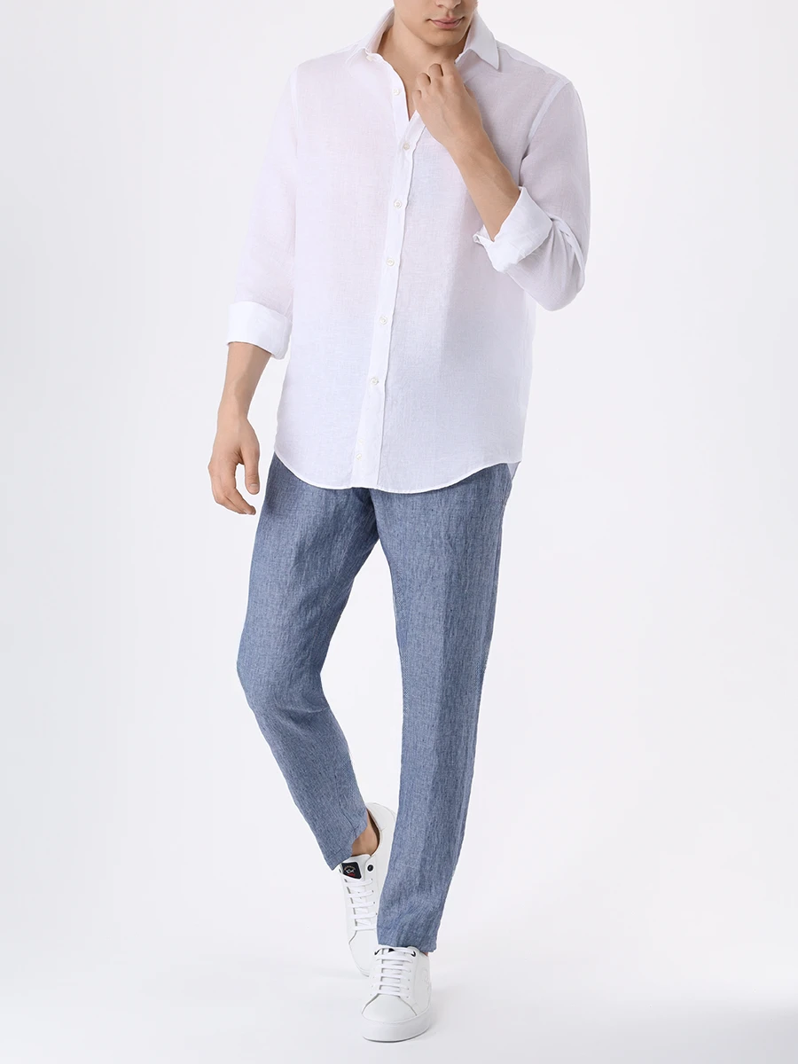 

Брюки льняные, Голубой, 24414041/118