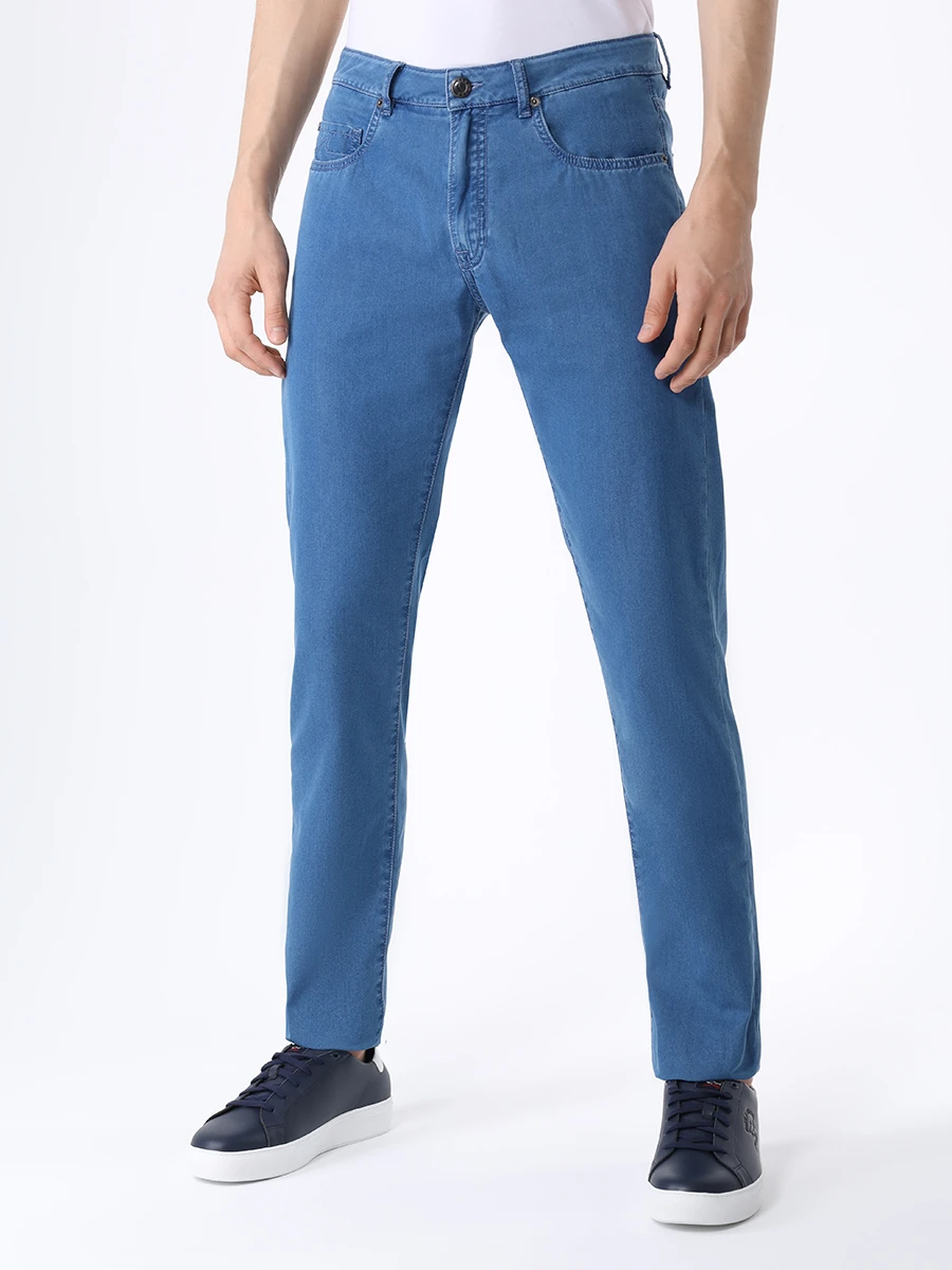 Джинсы Slim Fit хлопковые PAUL & SHARK 24414134/013 Синий  Фото 4