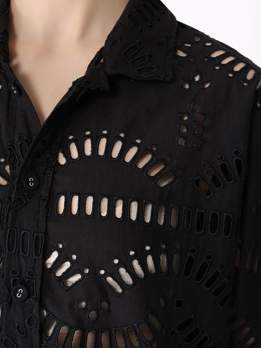 Блуза хлопковая CHARO RUIZ 243200, размер 42, цвет черный - фото 5