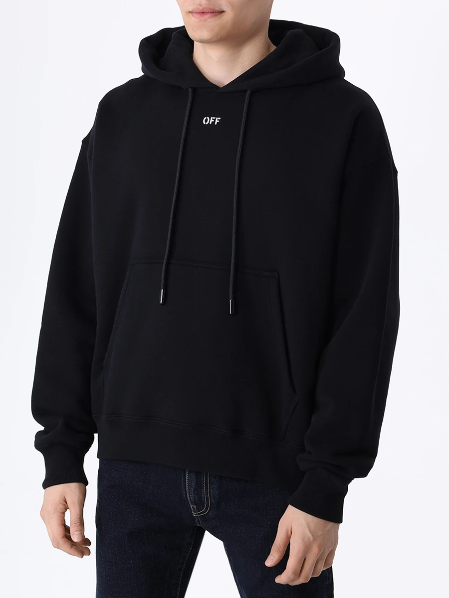 Худи хлопковое OFF-WHITE OMBB085F23FLE012 1001 Черный  Фото 4