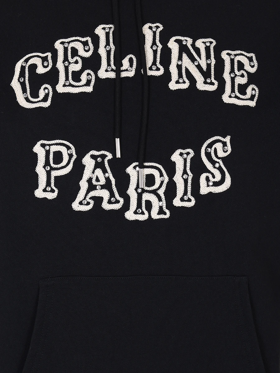 Худи хлопковое CELINE 2Y03E670Q 38XC Черный  Фото 3
