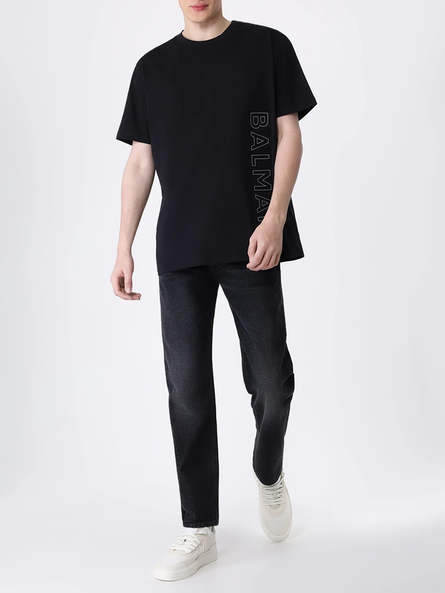 Футболка хлопковая BALMAIN CH1EG010BC22/EBP Черный  Фото 2