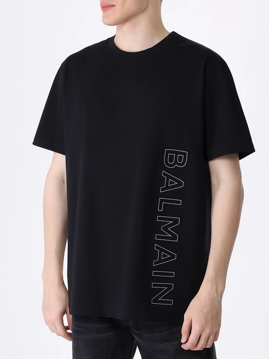 Футболка хлопковая BALMAIN CH1EG010BC22/EBP Черный  Фото 4