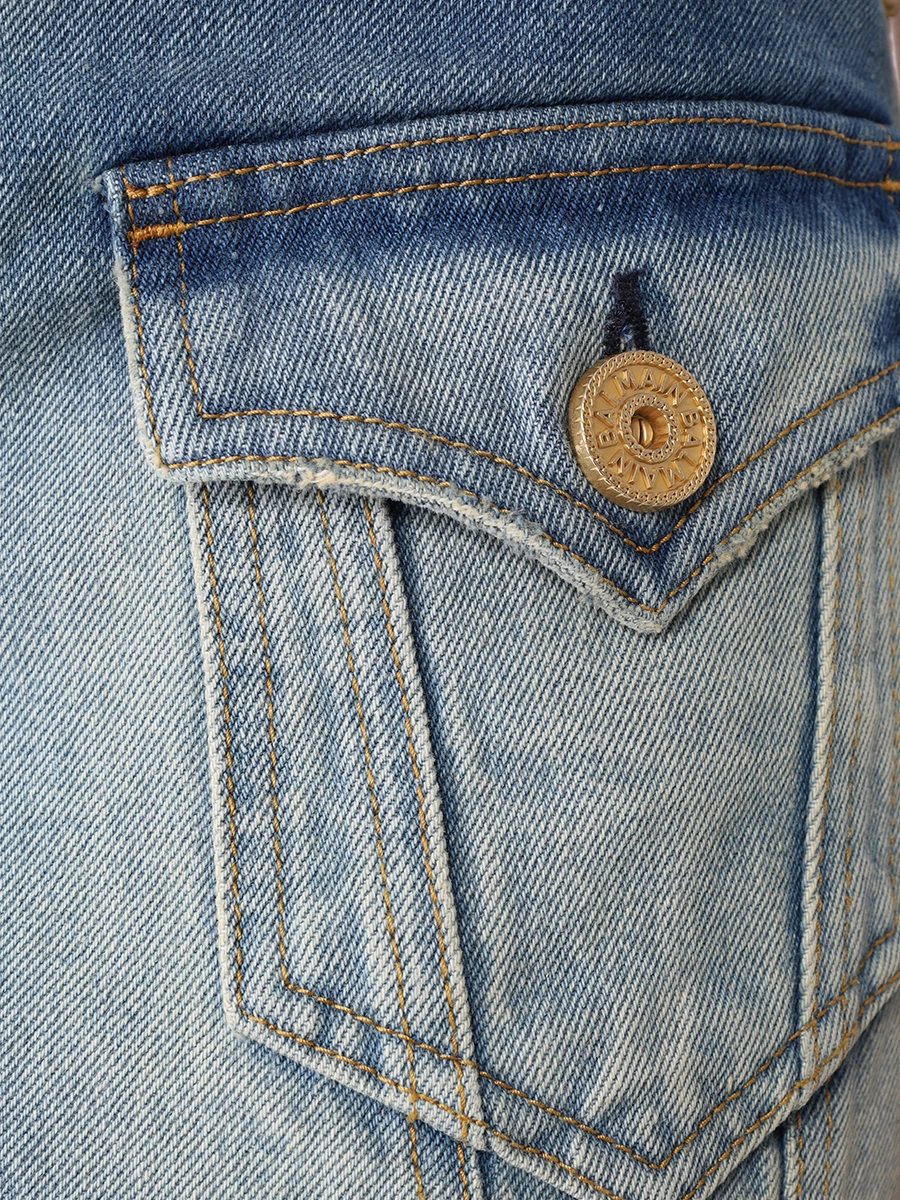 Юбка джинсовая BALMAIN CF1LA352DE04 Голубой  Фото 5