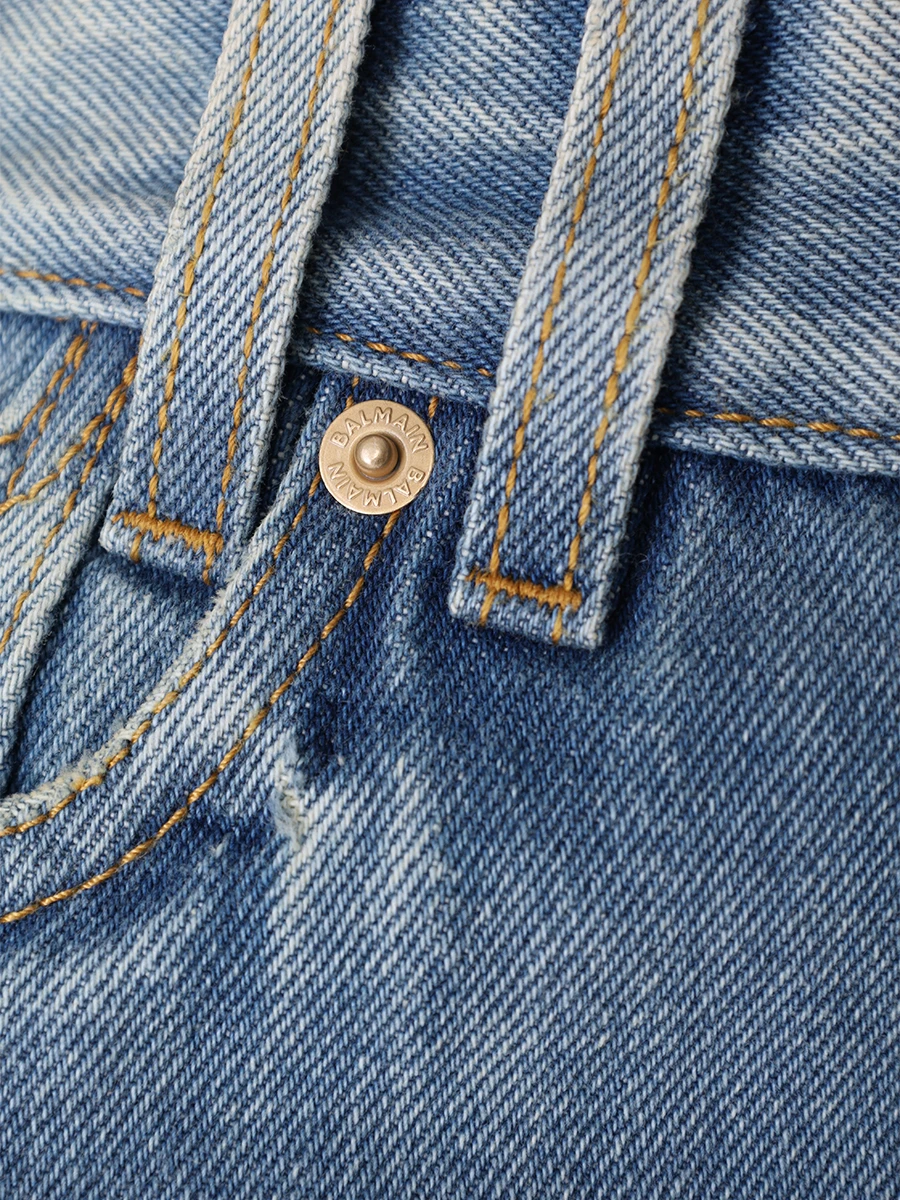 Юбка джинсовая BALMAIN CF1LA352DE04 Голубой  Фото 6