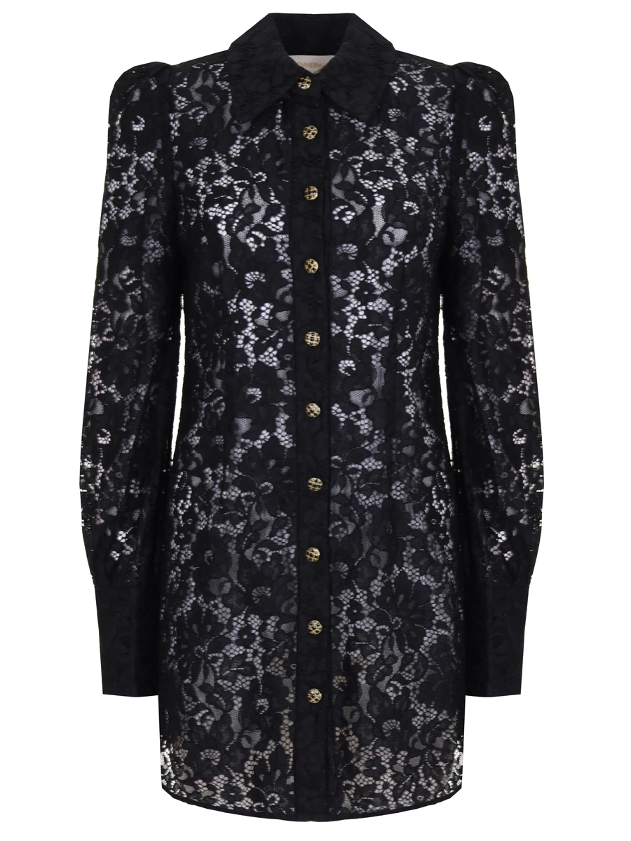 Блуза кружевная ZIMMERMANN 9146TMAT BLK, размер 42, цвет черный