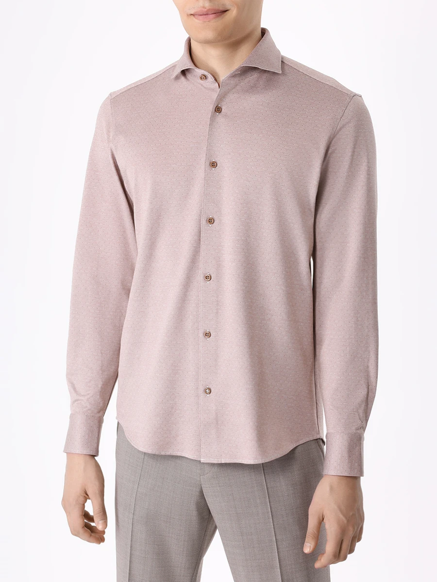 Рубашка Casual Fit хлопковая BOSS 50508922/260 Бежевый  Фото 4