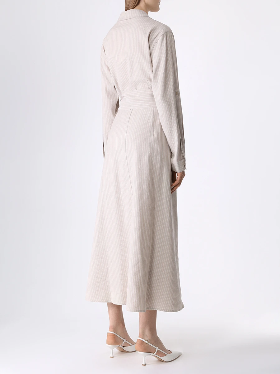 Платье-рубашка из хлопка и льна LORENA ANTONIAZZI P2408AB55A/P2408CT32A 9895 1001 Бежевый  Фото 3