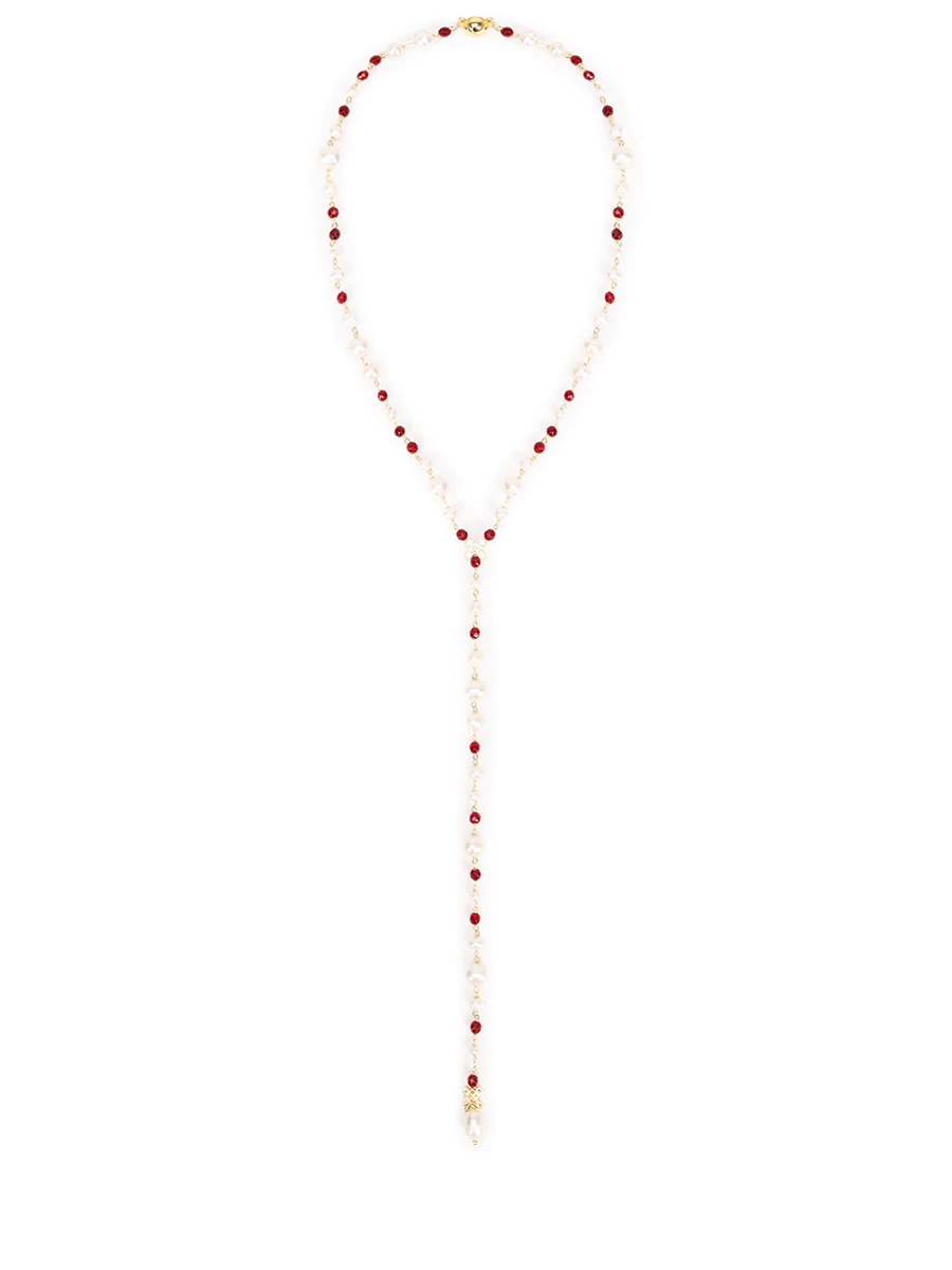 

Бодичейн с жемчугом и рубелитом, Золотой, SF02000058G (5)