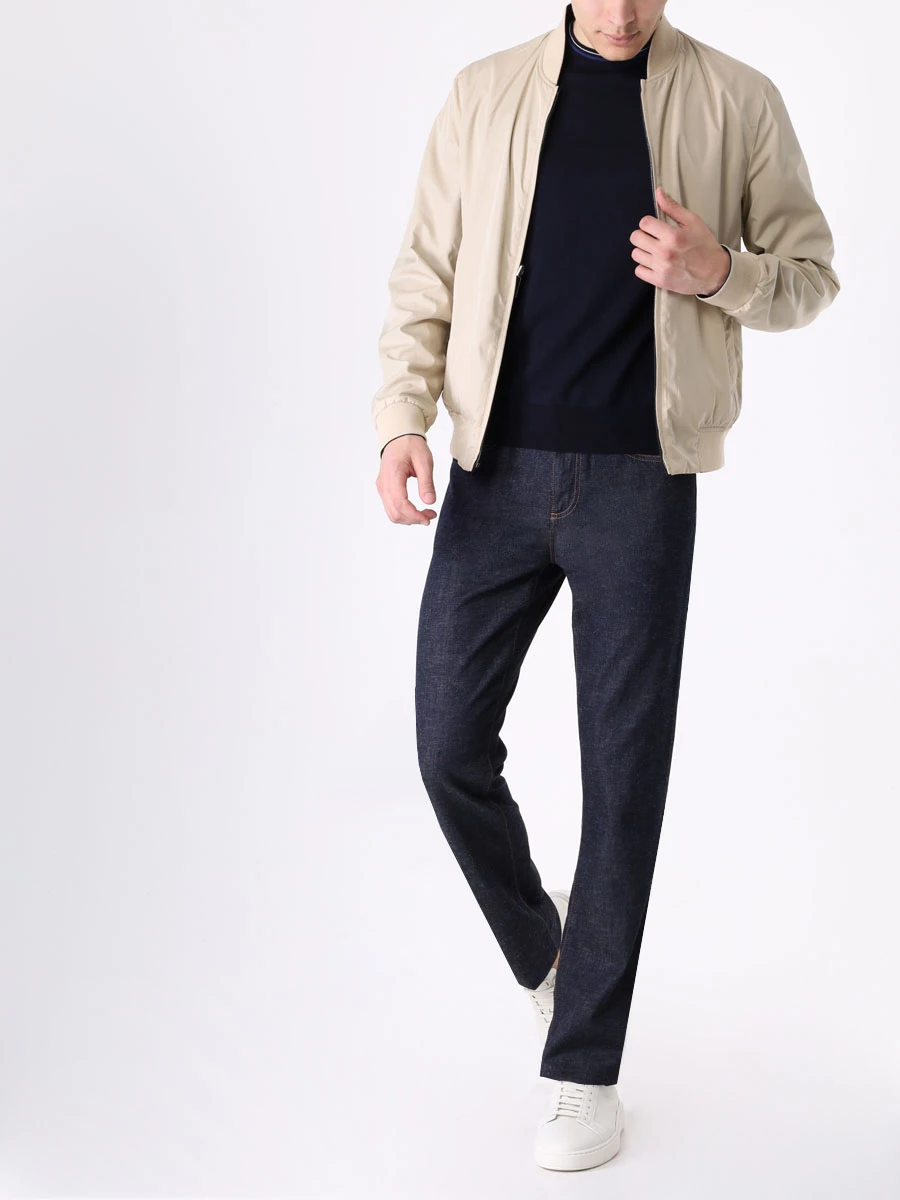 Джинсы Regular Fit из хлопка и лиоцелла CANALI PD01349/301/91700 Темно- Синий  Фото 2