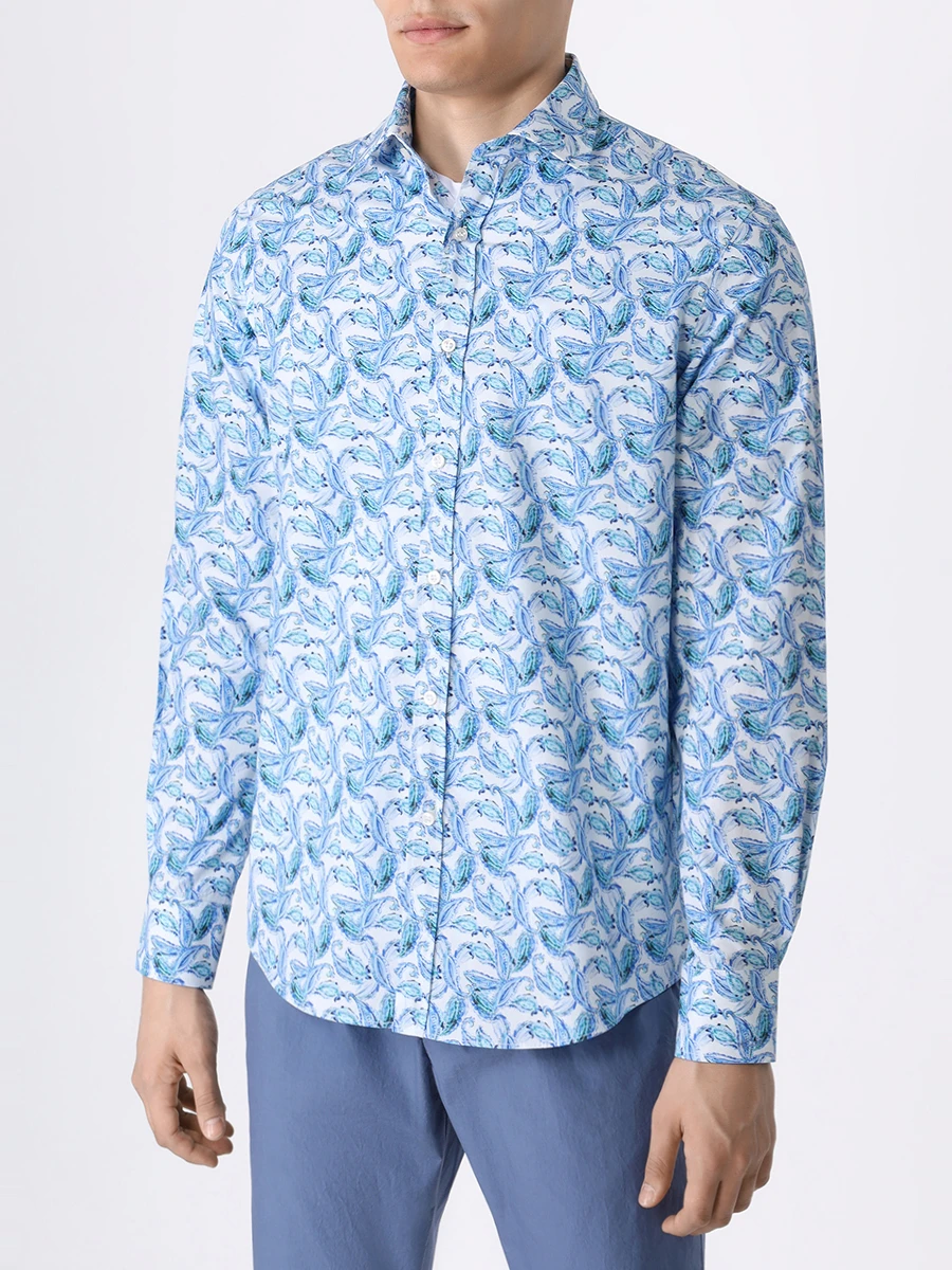 Рубашка Regular Fit хлопковая PAUL & SHARK 24413136CF/F02, размер 54, цвет голубой 24413136CF/F02 - фото 4