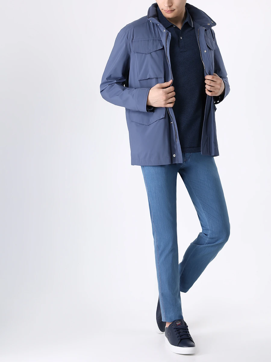 Джинсы Slim Fit хлопковые PAUL & SHARK C0P4003/014 Голубой  Фото 2