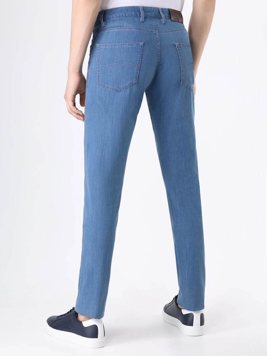 Джинсы Slim Fit хлопковые PAUL & SHARK C0P4003/014 Голубой  Фото 3
