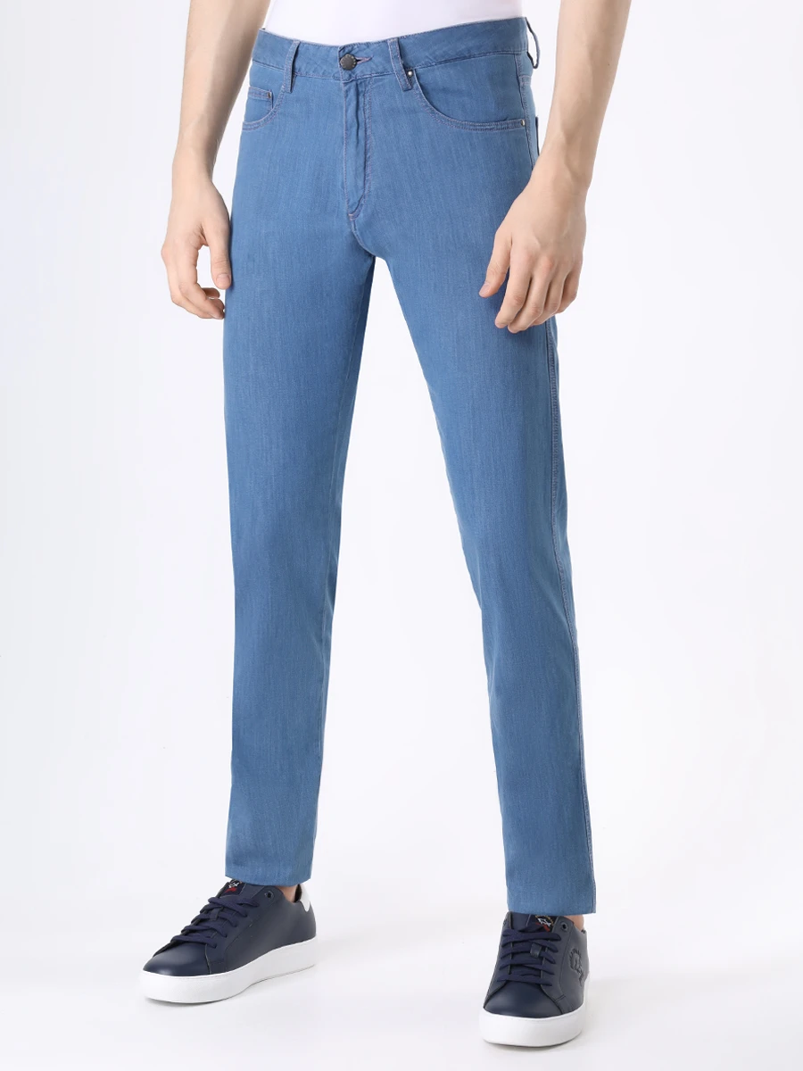 Джинсы Slim Fit хлопковые PAUL & SHARK C0P4003/014 Голубой  Фото 4