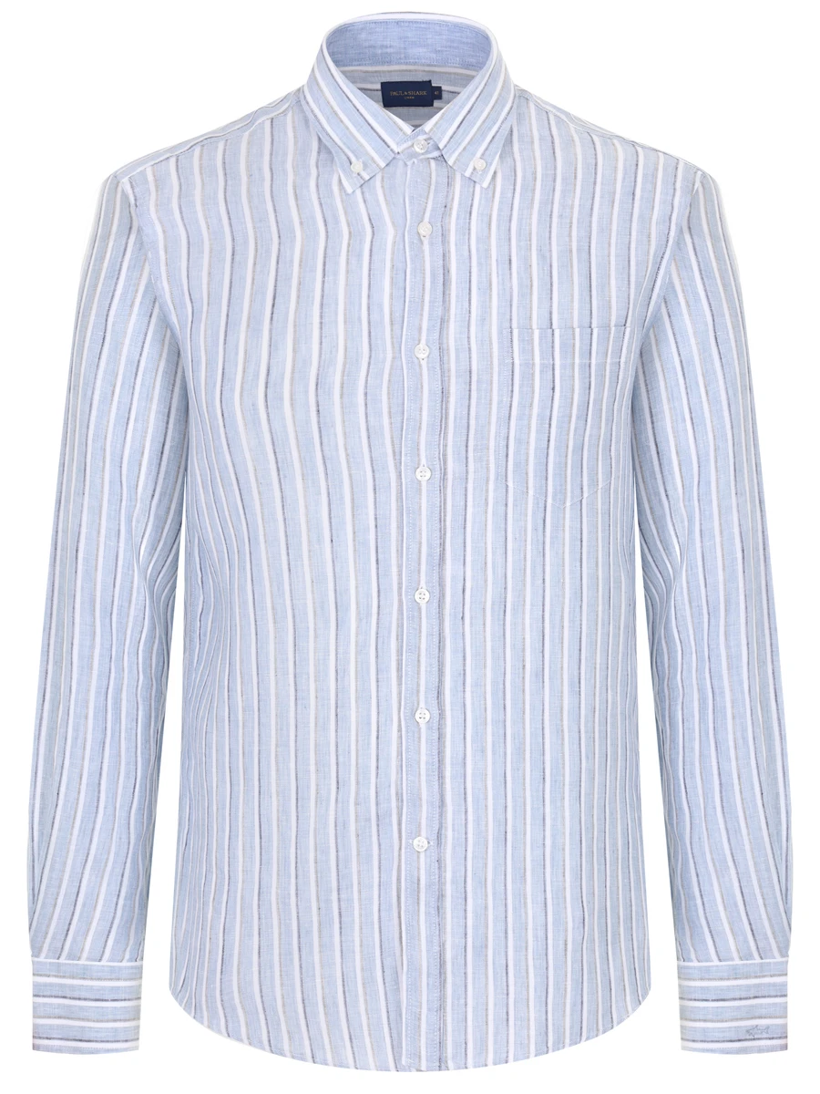 Рубашка Regular Fit льняная PAUL & SHARK 24413088/VA4, размер 58, цвет полоска 24413088/VA4 - фото 1