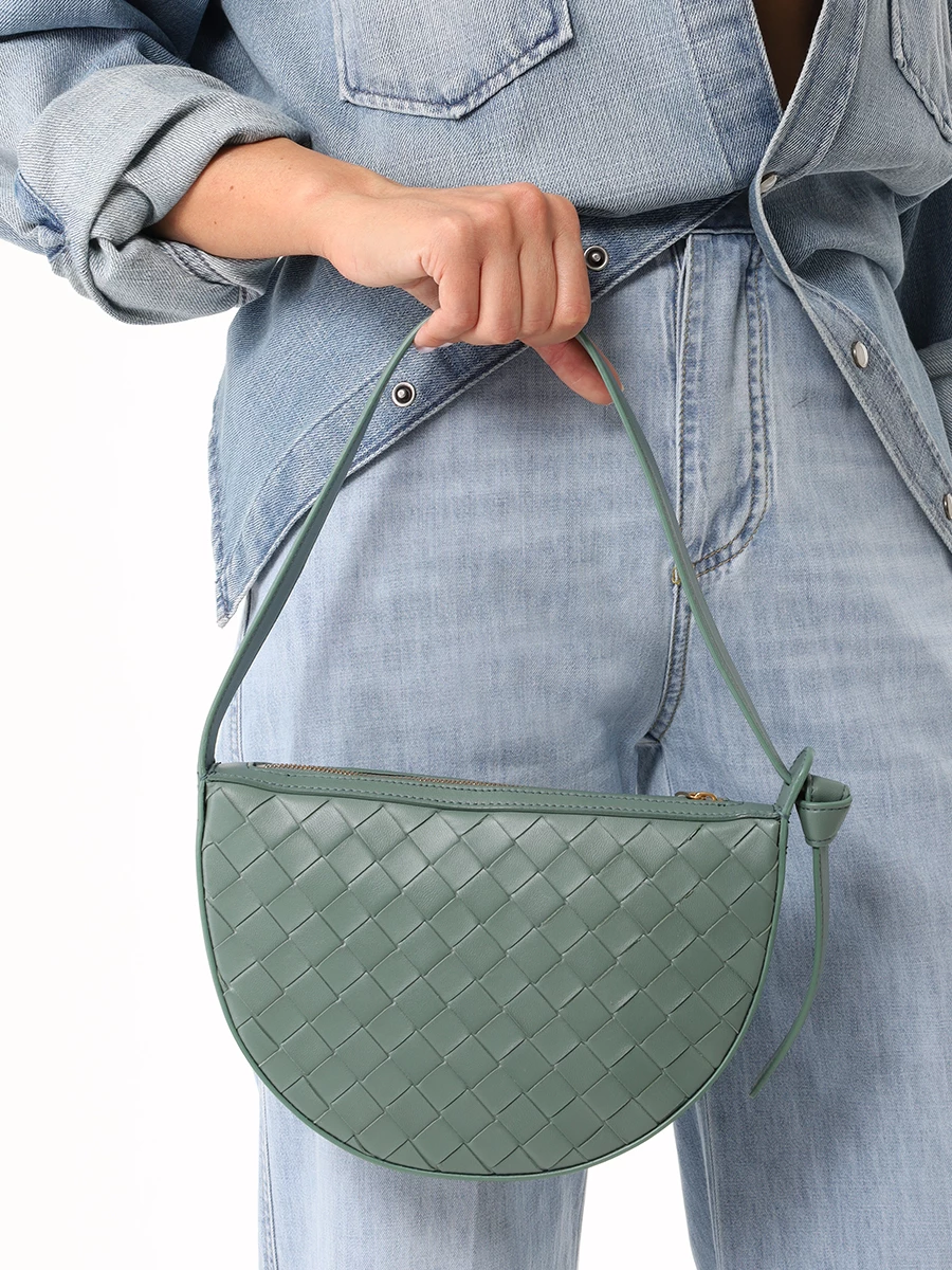 Сумка кожаная Sunrise BOTTEGA VENETA 763747 VCPP3 3198 Зеленый  Фото 2