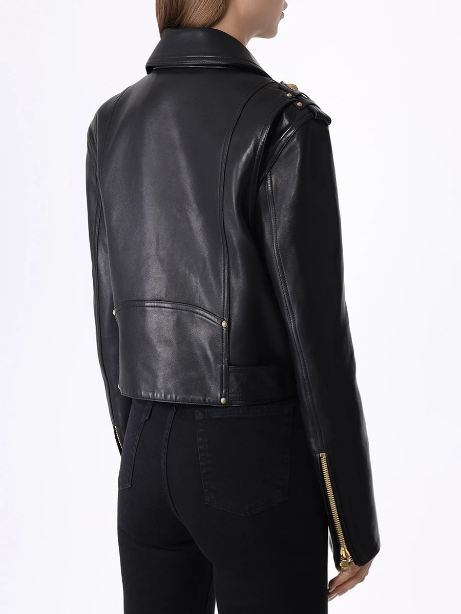 Куртка-косуха кожаная BALMAIN CF1TD205LC62/0PA Черный  Фото 3