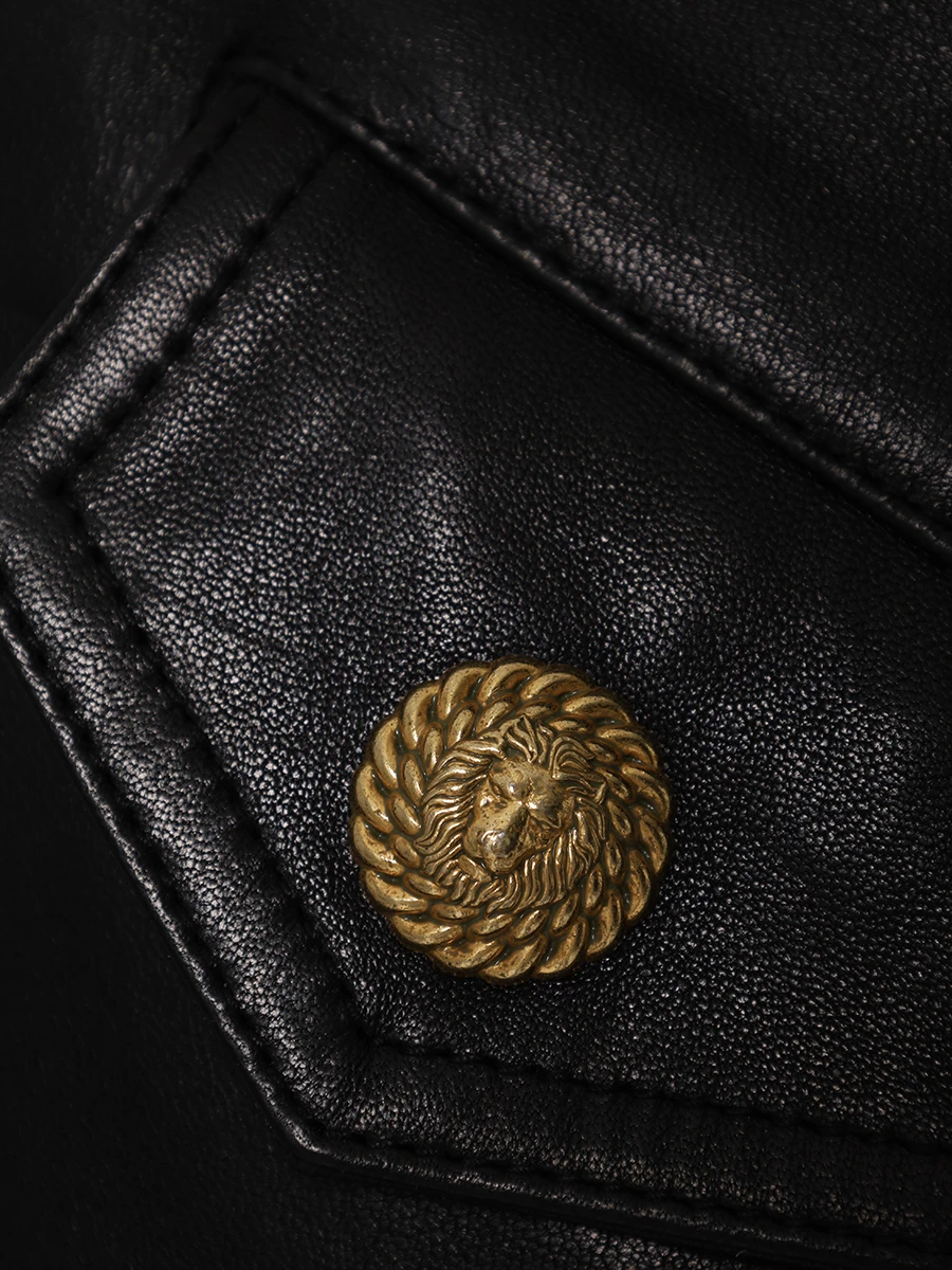 Куртка-косуха кожаная BALMAIN CF1TD205LC62/0PA Черный  Фото 5