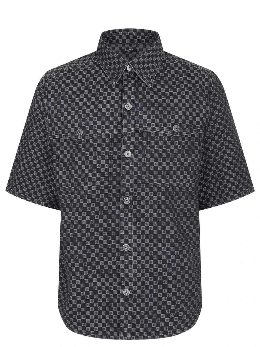 Рубашка Regular Fit хлопковая BALMAIN CH1HB035DE17/EAB Черный 