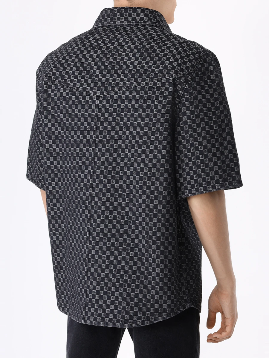 Рубашка Regular Fit хлопковая BALMAIN CH1HB035DE17/EAB Черный  Фото 3