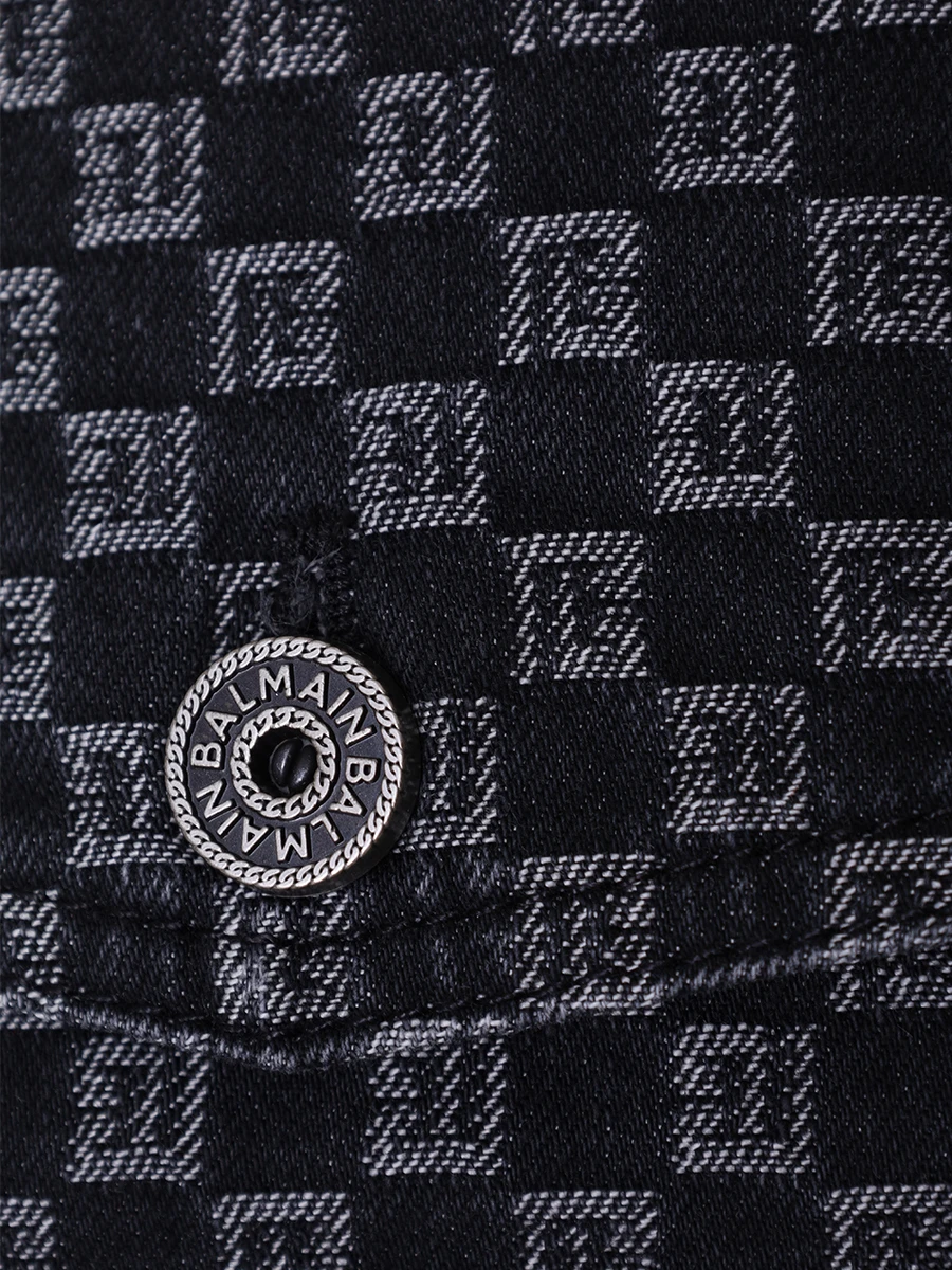 Рубашка Regular Fit хлопковая BALMAIN CH1HB035DE17/EAB Черный  Фото 6