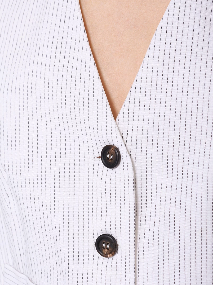 Жилет из хлопка и льна BRUNELLO CUCINELLI MH557HU846 C416 Белый, Черная полоска Полоска  Фото 5