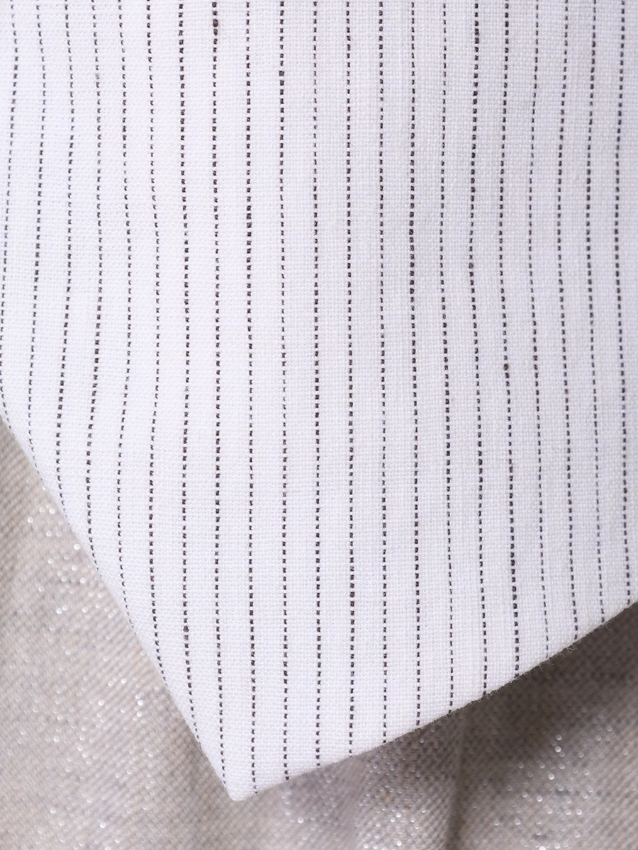 Жилет из хлопка и льна BRUNELLO CUCINELLI MH557HU846 C416 Белый, Черная полоска Полоска  Фото 6