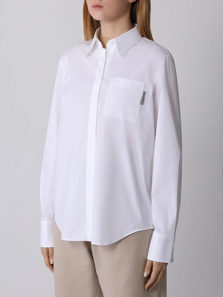 Рубашка хлопковая BRUNELLO CUCINELLI M0091ME706 C159 Белый  Фото 4