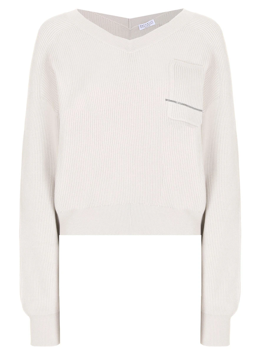 Пуловер хлопковый BRUNELLO CUCINELLI M19196902 C9588 Бежевый 