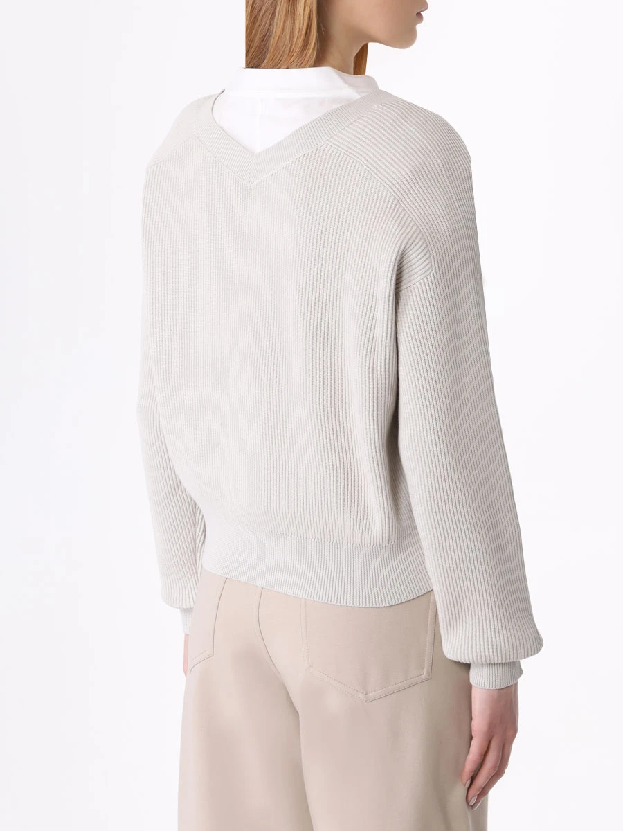 Пуловер хлопковый BRUNELLO CUCINELLI M19196902 C9588 Бежевый  Фото 3