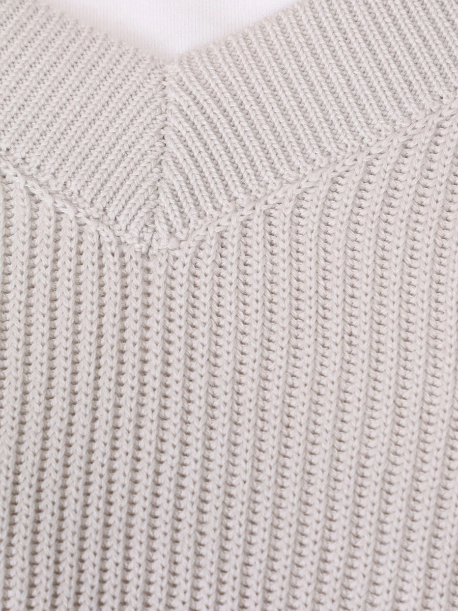 Пуловер хлопковый BRUNELLO CUCINELLI M19196902 C9588 Бежевый  Фото 6