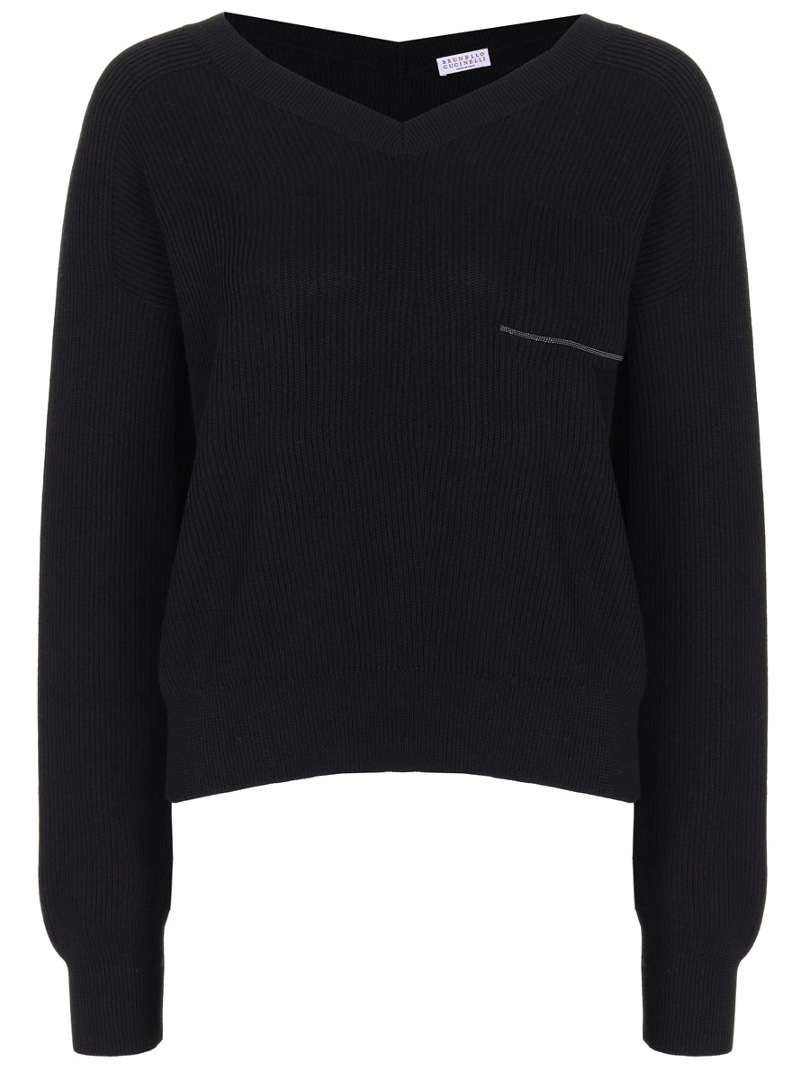 Пуловер хлопковый BRUNELLO CUCINELLI M19196902 C101 Черный 