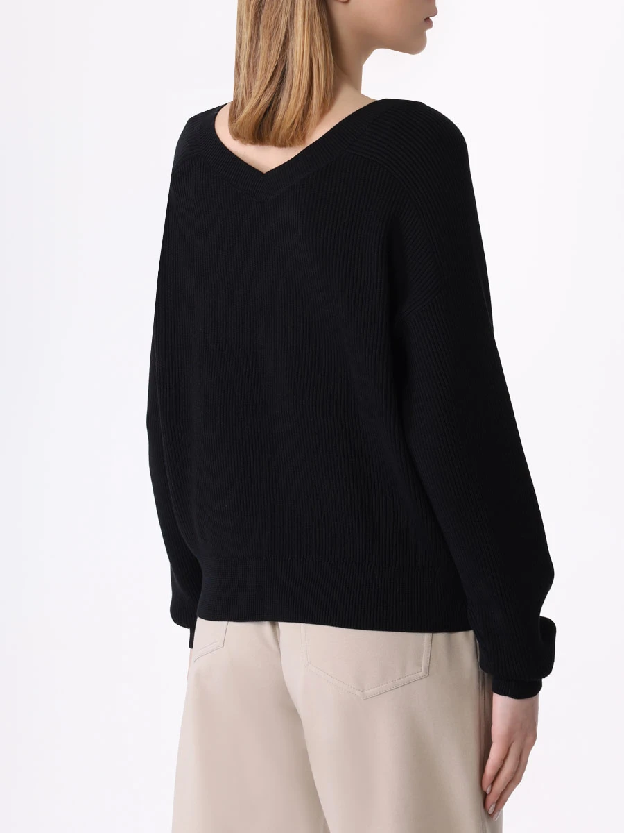 Пуловер хлопковый BRUNELLO CUCINELLI M19196902 C101 Черный  Фото 3