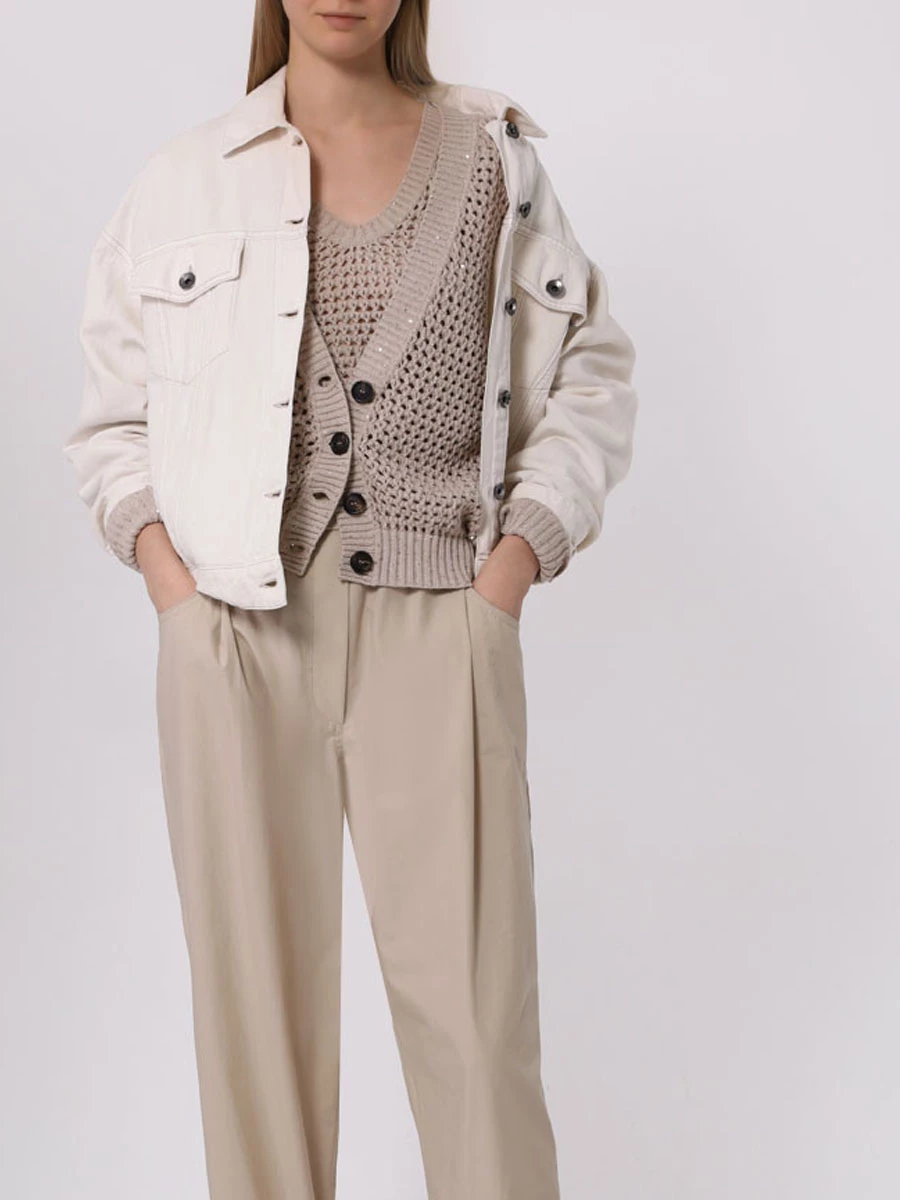 Топ хлопковый BRUNELLO CUCINELLI MDV796800 С059 Бежевый  Фото 2