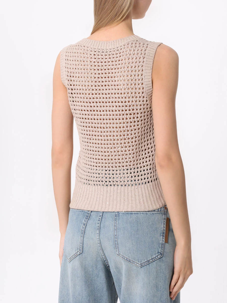 Топ хлопковый BRUNELLO CUCINELLI MDV796800 С059 Бежевый  Фото 3