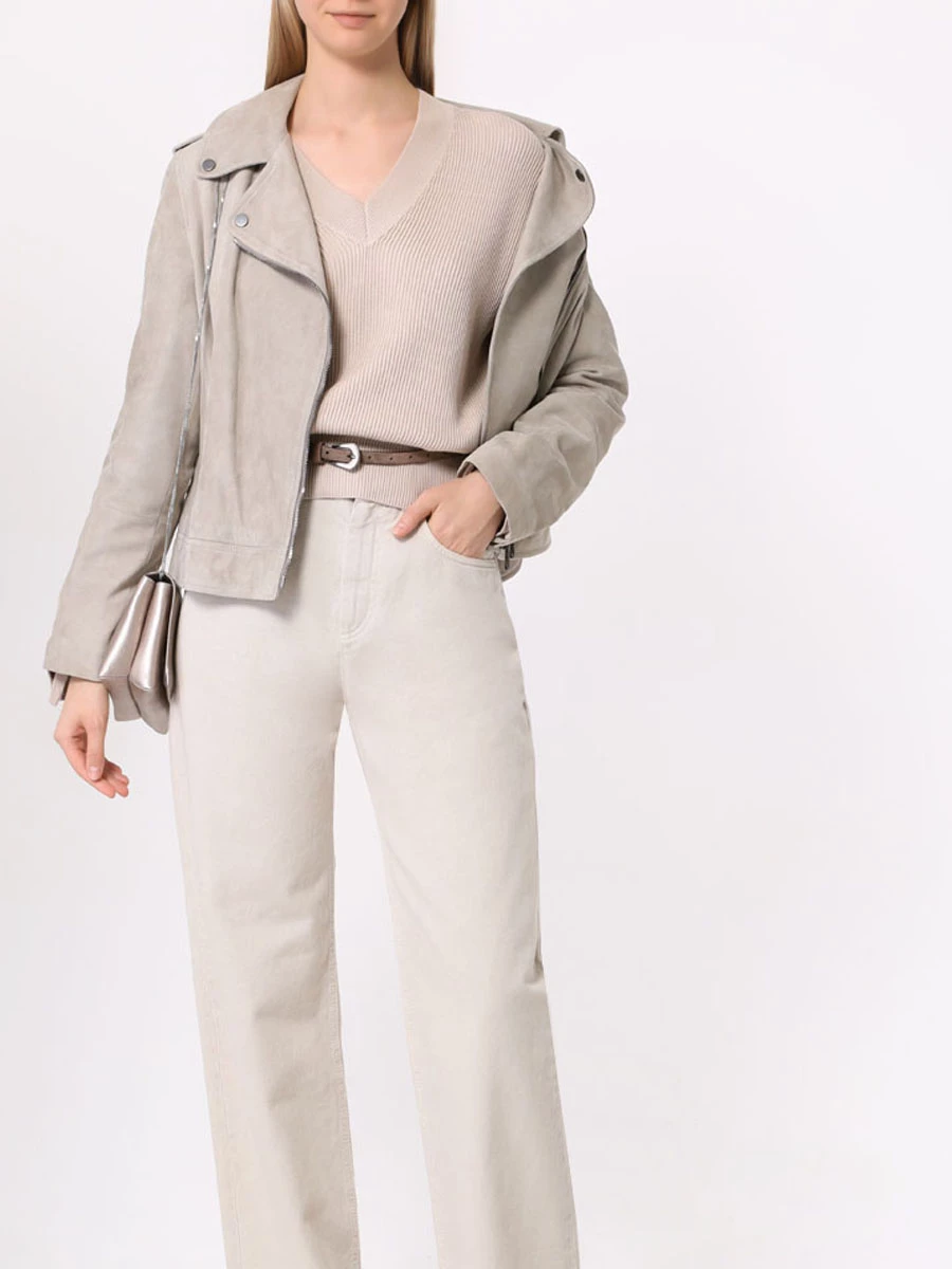 Пуловер хлопковый BRUNELLO CUCINELLI M19196202 C9504 Бежевый  Фото 2