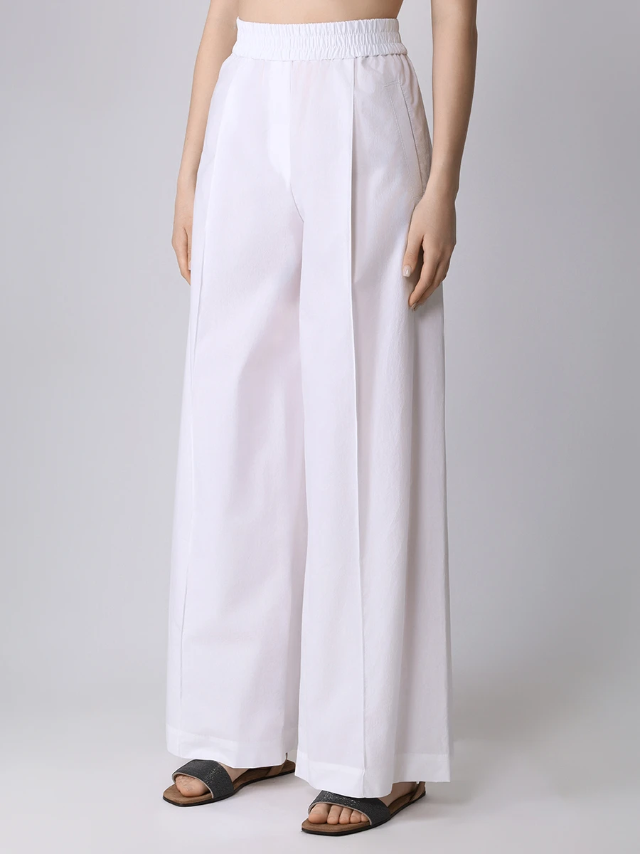 Брюки хлопковые BRUNELLO CUCINELLI ML949P8531 C001 Белый  Фото 4