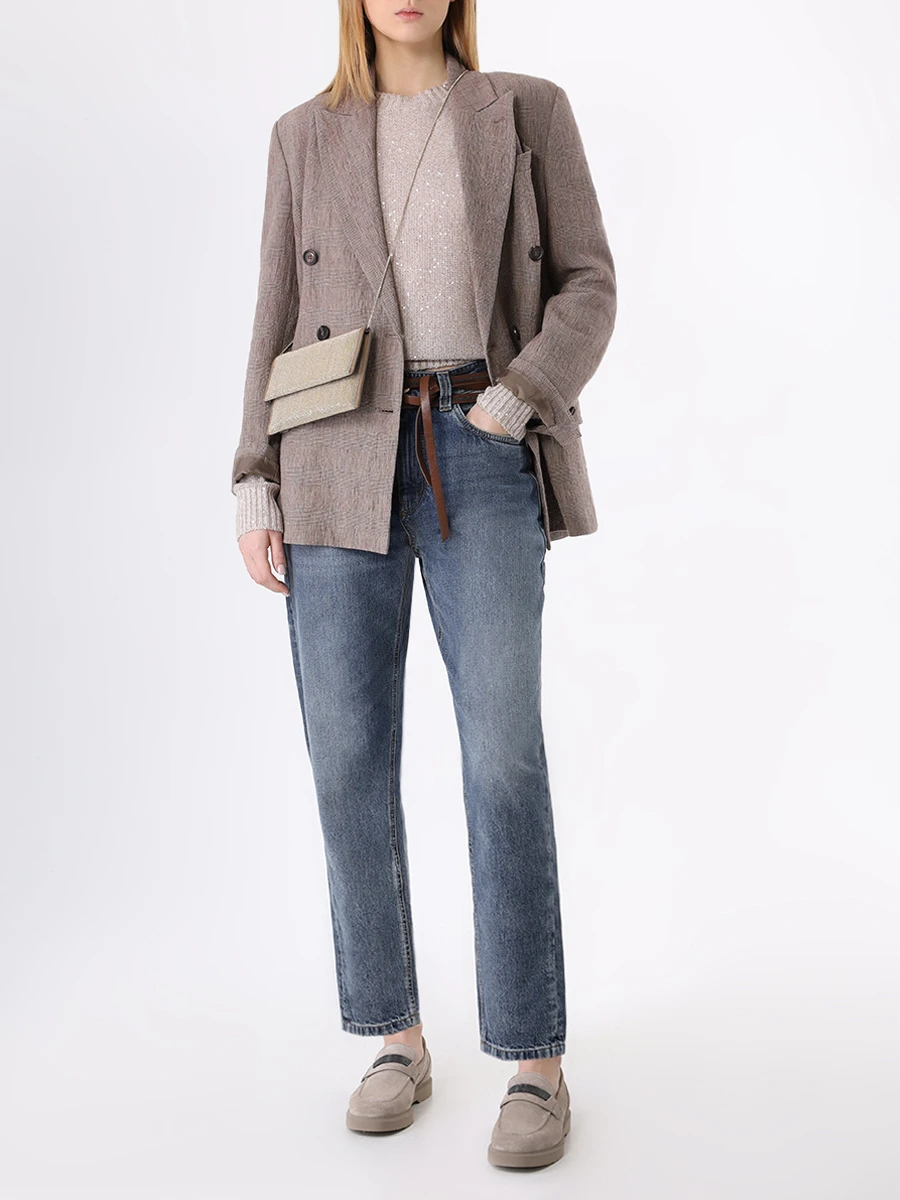 Джемпер льняной Dazzling BRUNELLO CUCINELLI MDJ547000 C9589 Бежевый  Фото 2