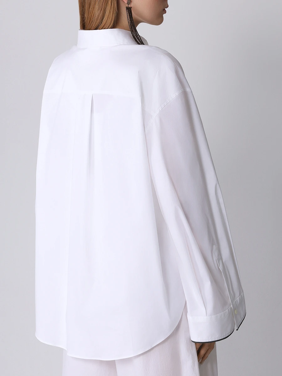 Рубашка хлопковая BRUNELLO CUCINELLI M0091MK956 C159 Белый  Фото 3