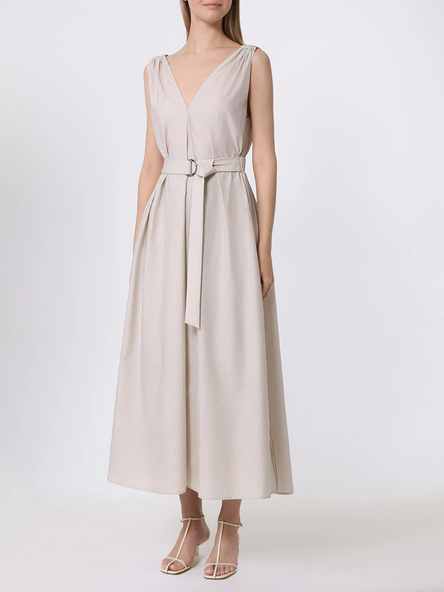 Платье из поплина BRUNELLO CUCINELLI M0F79A5092 C9593 Бежевый  Фото 4